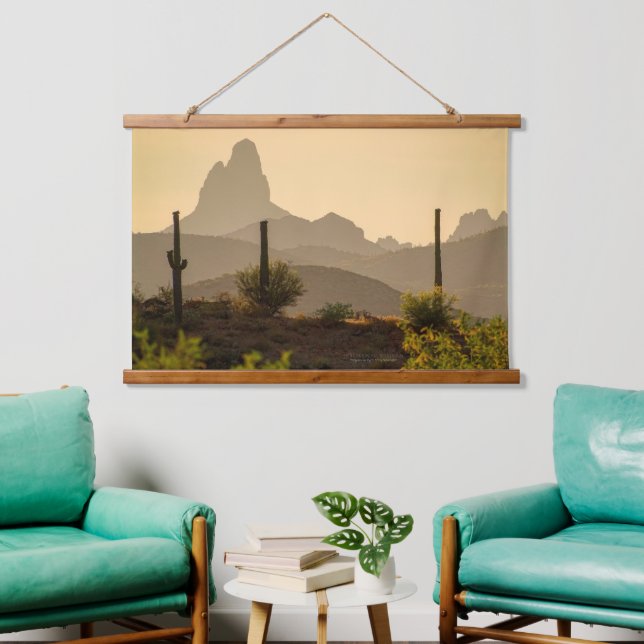 Southwest Desert Mountain Weaver's Needle Arizona Hanging Tapestry (Living Room)