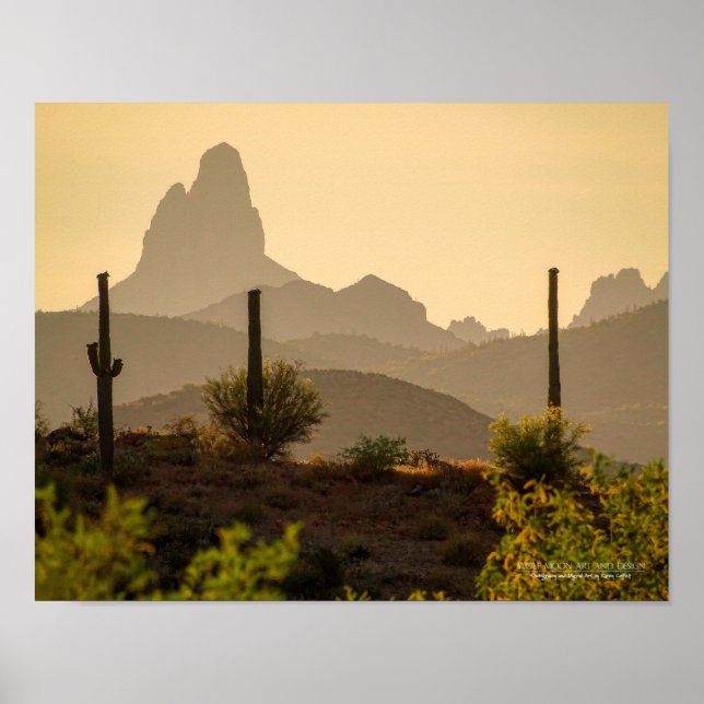 Southwest Desert Mountains Weaver's Needle Arizona Poster (Front)