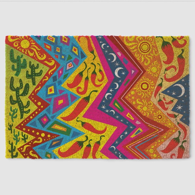Southwest Desert Pattern Fiber Doormat (Front)