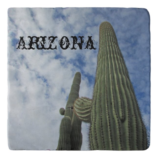 Southwest Desert Plants Blue Sky Saguaro Cactus Trivet (Front)