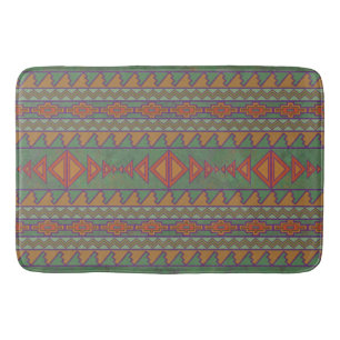 Southwest Desert Sagebrush Green Geometric Design Bath Mat