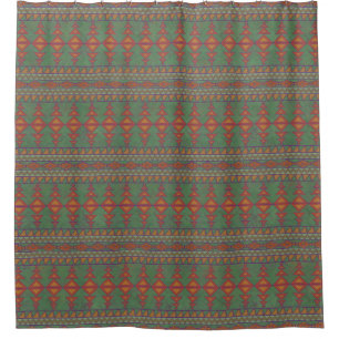 Southwest Desert Sagebrush Green Geometric Design Shower Curtain