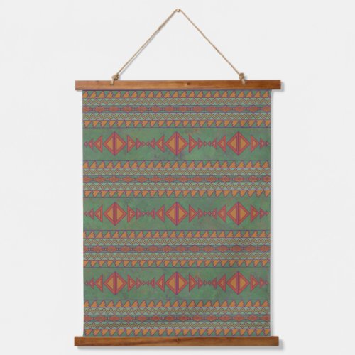 Southwest Desert Sagebrush Green Geometric Pattern Hanging Tapestry
