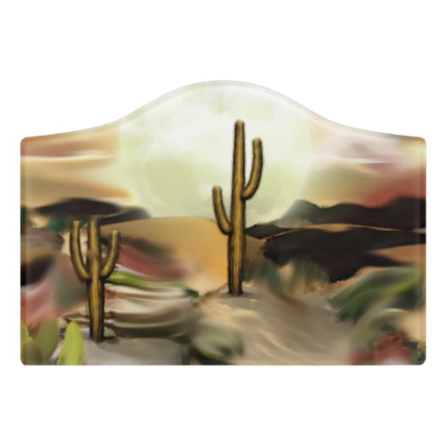 Southwest Desert Sunrise Abstract Art Door Sign (Small Crest Front)