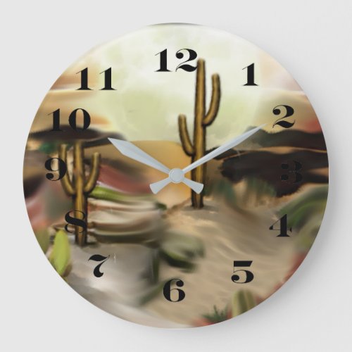 Southwest Desert Sunrise Abstract Art Large Clock