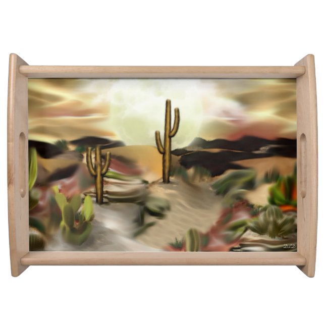 Southwest Desert Sunrise Abstract Art Serving Tray (Front)