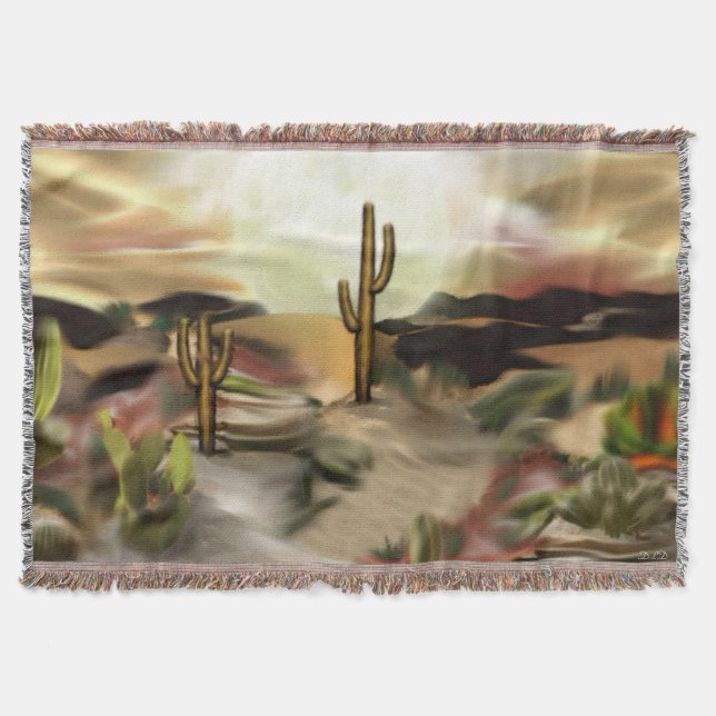 Southwest Desert Sunrise Abstract Art Throw Blanket (Front)
