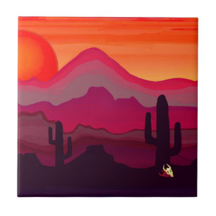 Southwest Desert Sunset Ceramic Tile