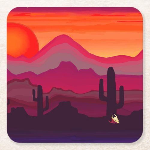 Southwest Desert Sunset Coaster