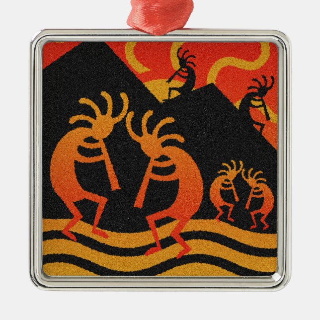 Southwest Desert Sunset Kokopelli Metal Ornament (Front)