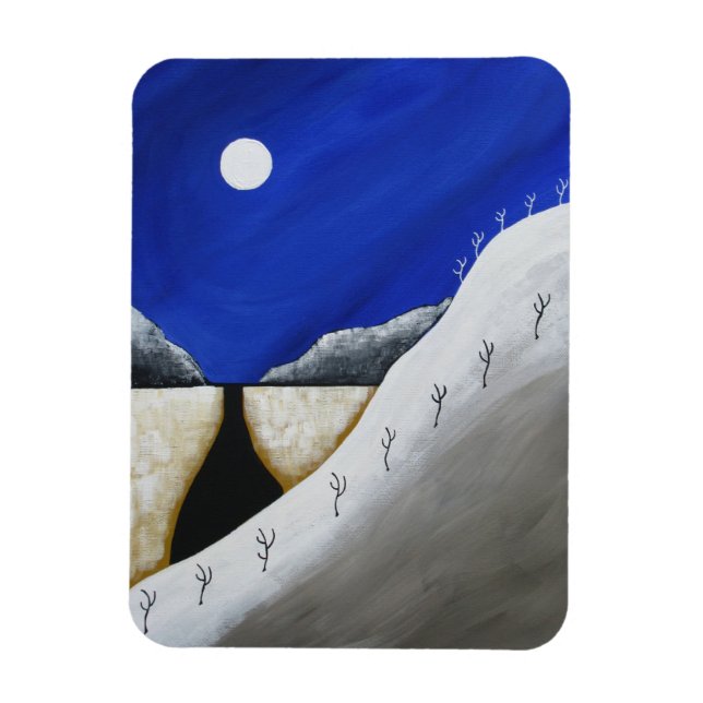 Southwest Desert Winter Arizona Folk Art Magnet (Vertical)