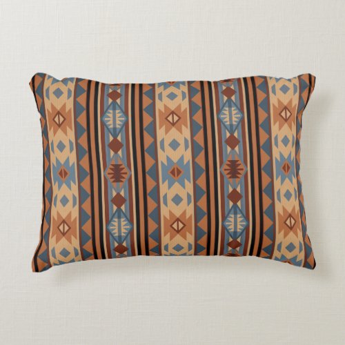 Southwest Design Adobe Gray Brown Tribal Pattern Accent Pillow