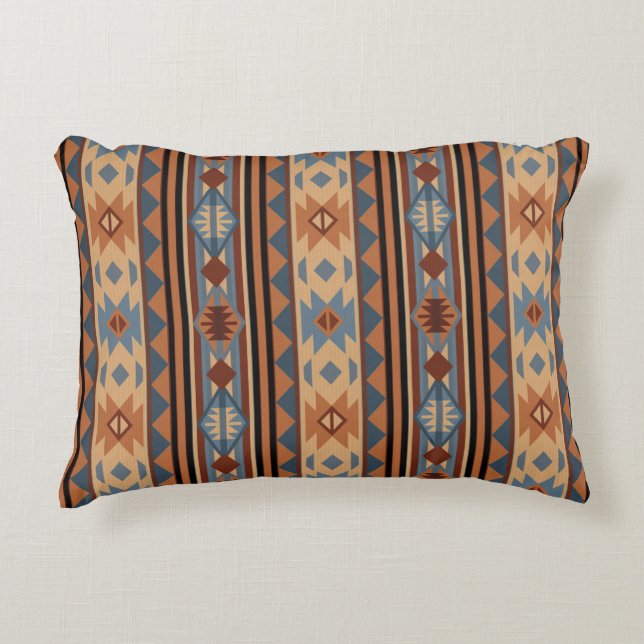 Southwest Design Adobe Gray Brown Tribal Pattern Accent Pillow (Front)