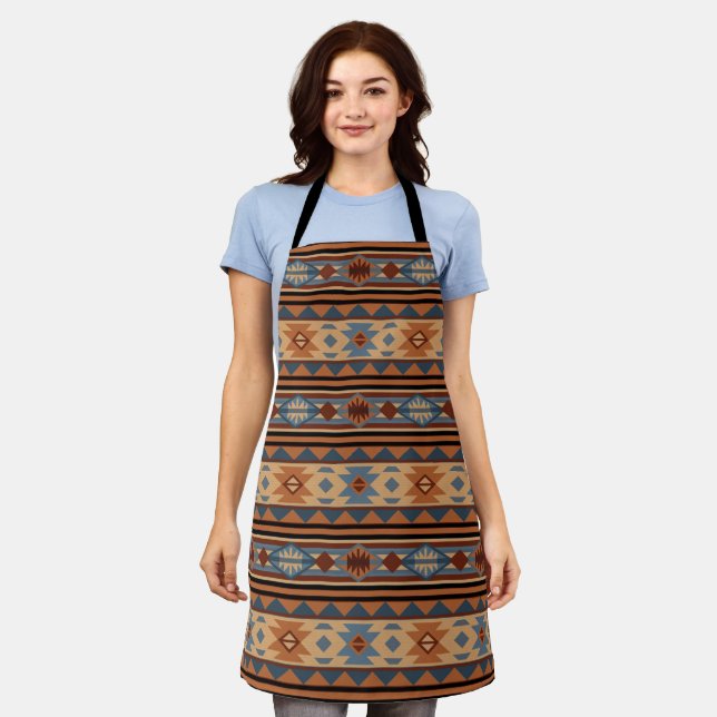 Southwest Design Adobe Gray Brown Tribal Pattern Apron (Worn)