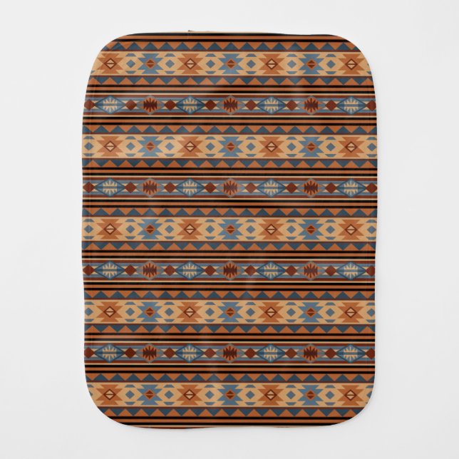 Southwest Design Adobe Gray Brown Tribal Pattern Baby Burp Cloth (Front)