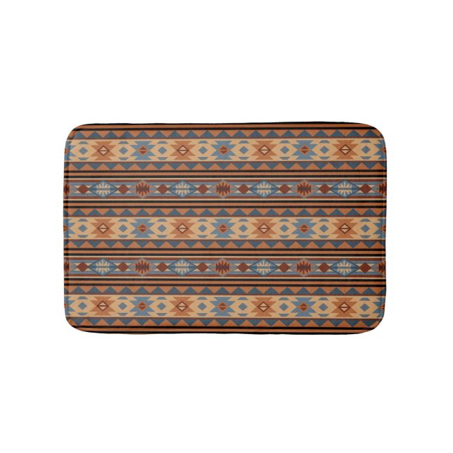 Southwest Design Adobe Gray Brown Tribal Pattern Bath Mat (Front)