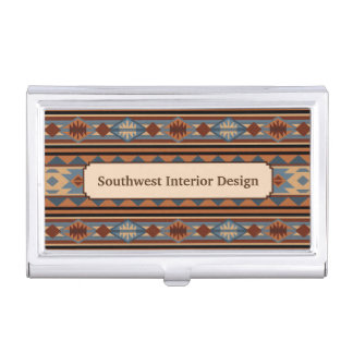 Southwest Design Adobe Gray Brown Tribal Pattern Business Card Holder