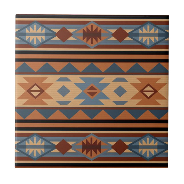 Southwest Design Adobe Gray Brown Tribal Pattern Ceramic Tile (Front)