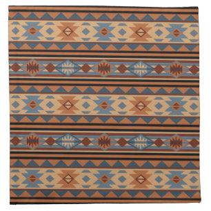 Southwest Design Adobe Gray Brown Tribal Pattern Cloth Napkin