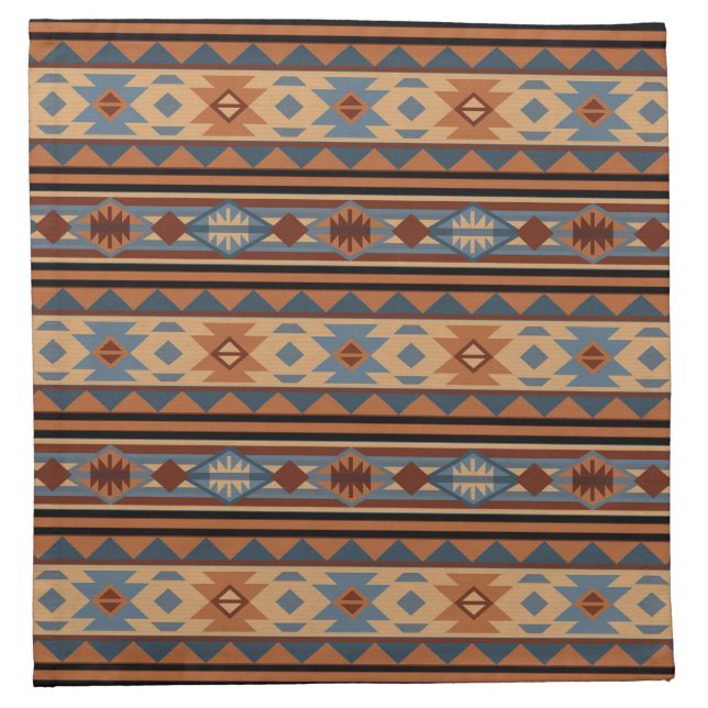 Southwest Design Adobe Gray Brown Tribal Pattern Cloth Napkin (Front)