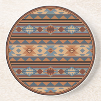 Southwest Design Adobe Gray Brown Tribal Pattern Coaster