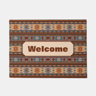 Southwest Design Adobe Gray Brown Tribal Pattern Doormat
