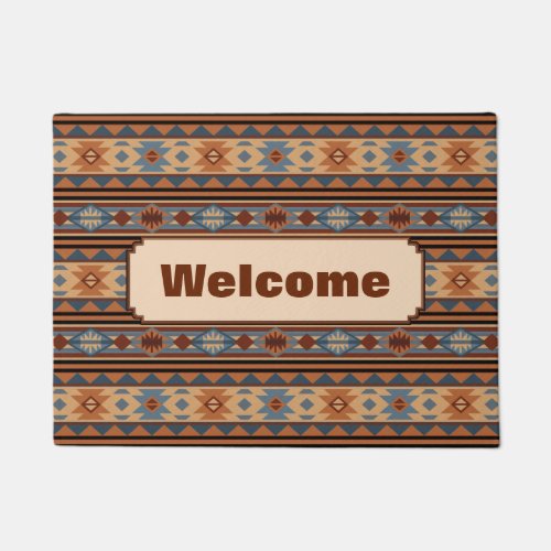 Southwest Design Adobe Gray Brown Tribal Pattern Doormat