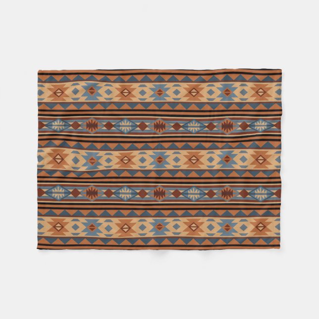 Southwest Design Adobe Gray Brown Tribal Pattern Fleece Blanket (Front (Horizontal))