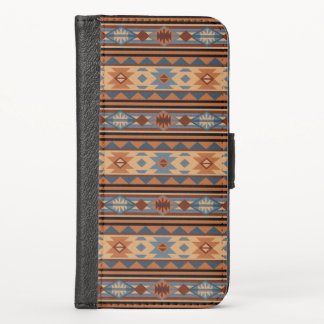 Southwest Design Adobe Gray Brown Tribal Pattern iPhone X Wallet Case