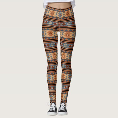 Southwest Design Adobe Gray Brown Tribal Pattern Leggings