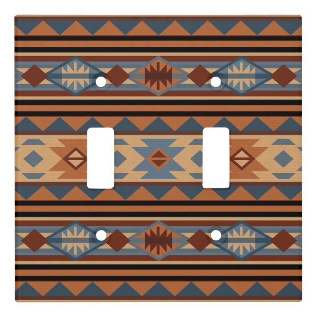 Southwest Design Adobe Gray Brown Tribal Pattern Light Switch Cover (Front)