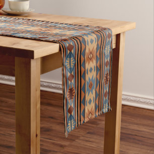 Southwest Design Adobe Gray Brown Tribal Pattern Long Table Runner