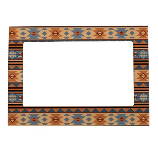 Southwest Design Adobe Gray Brown Tribal Pattern Magnetic Frame (Front)