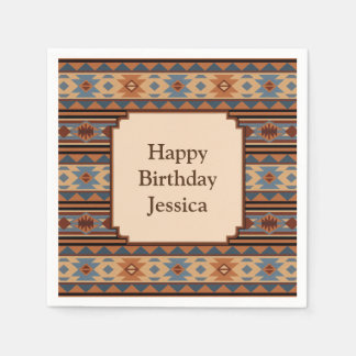 Southwest Design Adobe Gray Brown Tribal Pattern Napkins