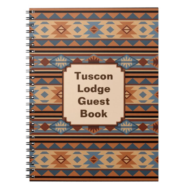 Southwest Design Adobe Gray Brown Tribal Pattern Notebook (Front)