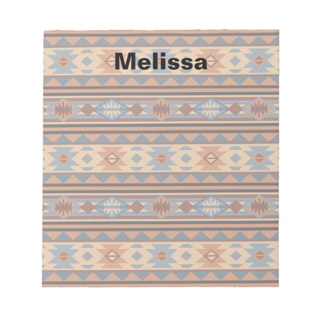 Southwest Design Adobe Gray Brown Tribal Pattern Notepad (Front)