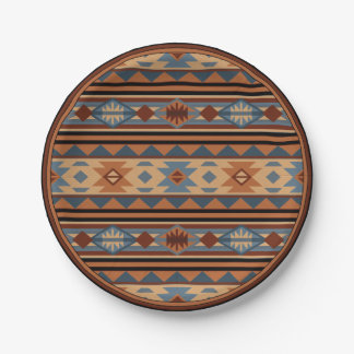 Southwest Design Adobe Gray Brown Tribal Pattern Paper Plates