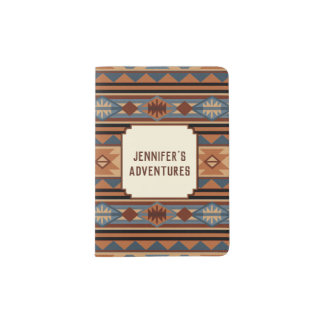 Southwest Design Adobe Gray Brown Tribal Pattern Passport Holder