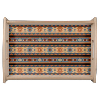 Southwest Design Adobe Gray Brown Tribal Pattern Serving Tray