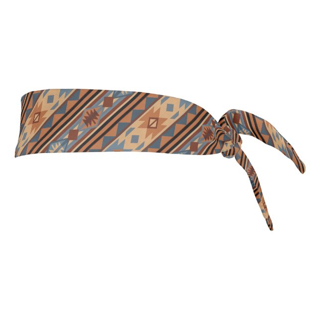 Southwest Design Adobe Gray Brown Tribal Pattern Tie Headband (Rotate 90)