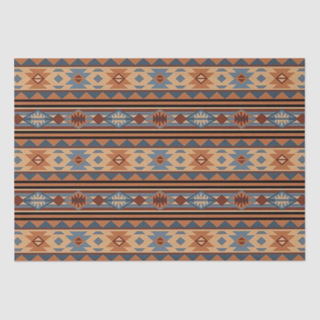 Southwest Design Adobe Gray Brown Tribal Pattern Tissue Paper (Front)