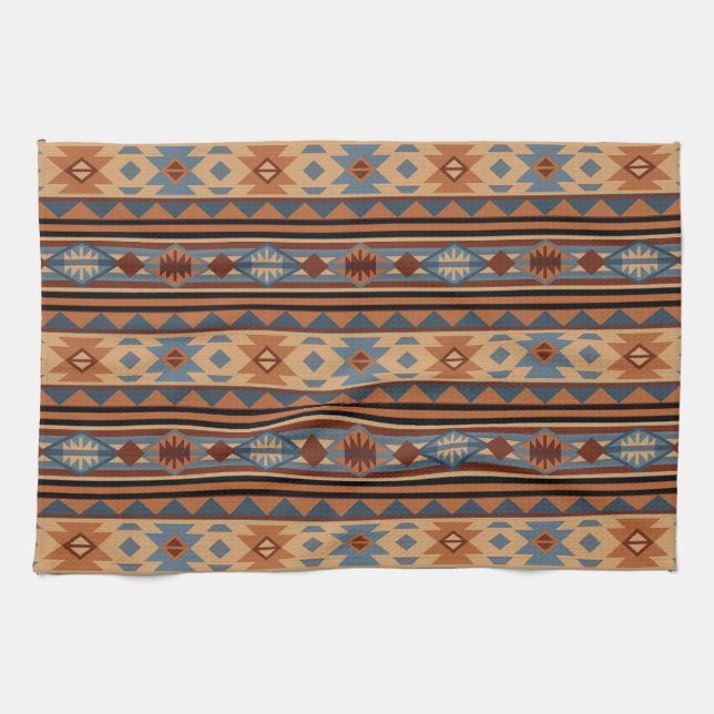 Southwest Design Adobe Gray Brown Tribal Pattern Towel (Horizontal)