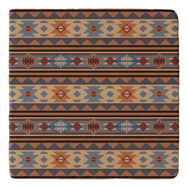 Southwest Design Adobe Gray Brown Tribal Pattern Trivet (Front)