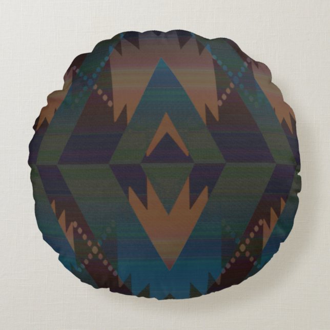Southwest Design Aztec Pattern Round Pillow (Front)