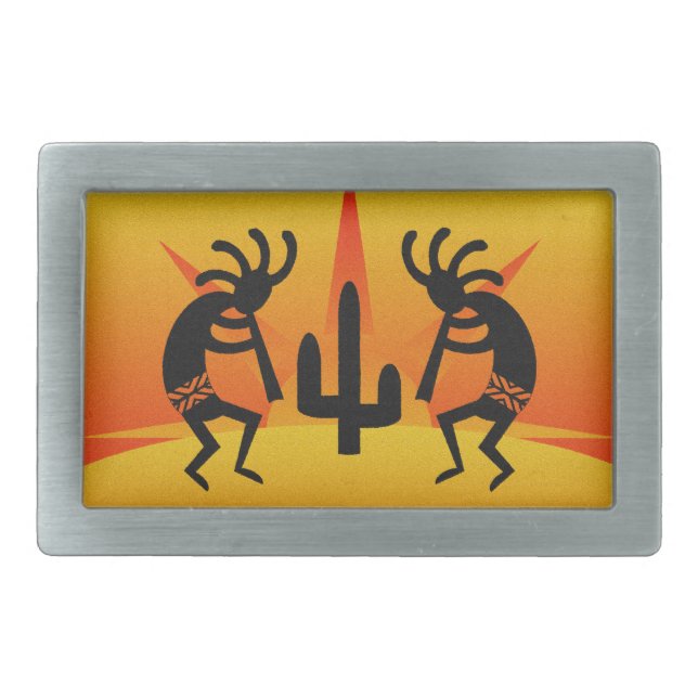 Southwest Design Dancing Kokopelli Belt Buckle (Front)