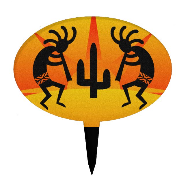Southwest Design Dancing Kokopelli Cake Topper (Front)