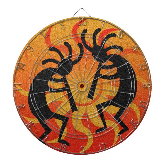 Southwest Design Dancing Kokopelli Dartboard With Darts (Front)