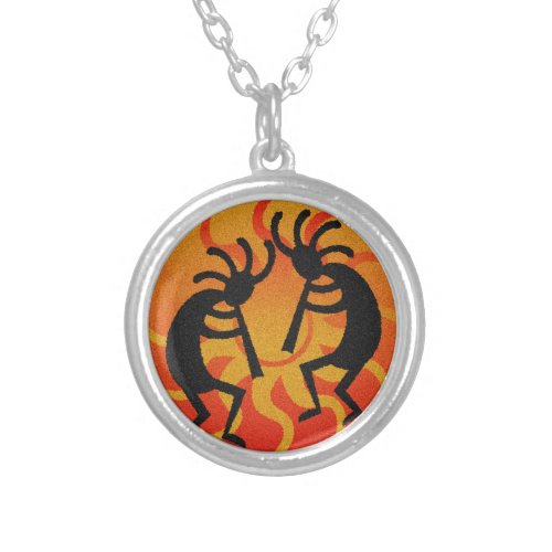 Southwest Design Dancing Kokopelli Silver Plated Necklace