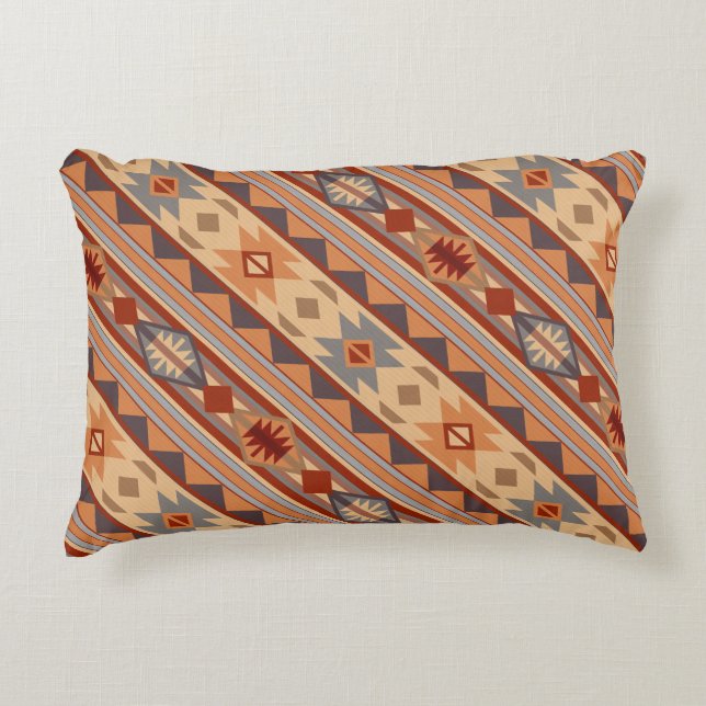 Southwest Design Diagonal Pattern Tan Decorative Pillow (Front)