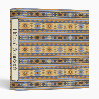 Southwest Design Gold Blue Gray Tribal Pattern 3 Ring Binder
